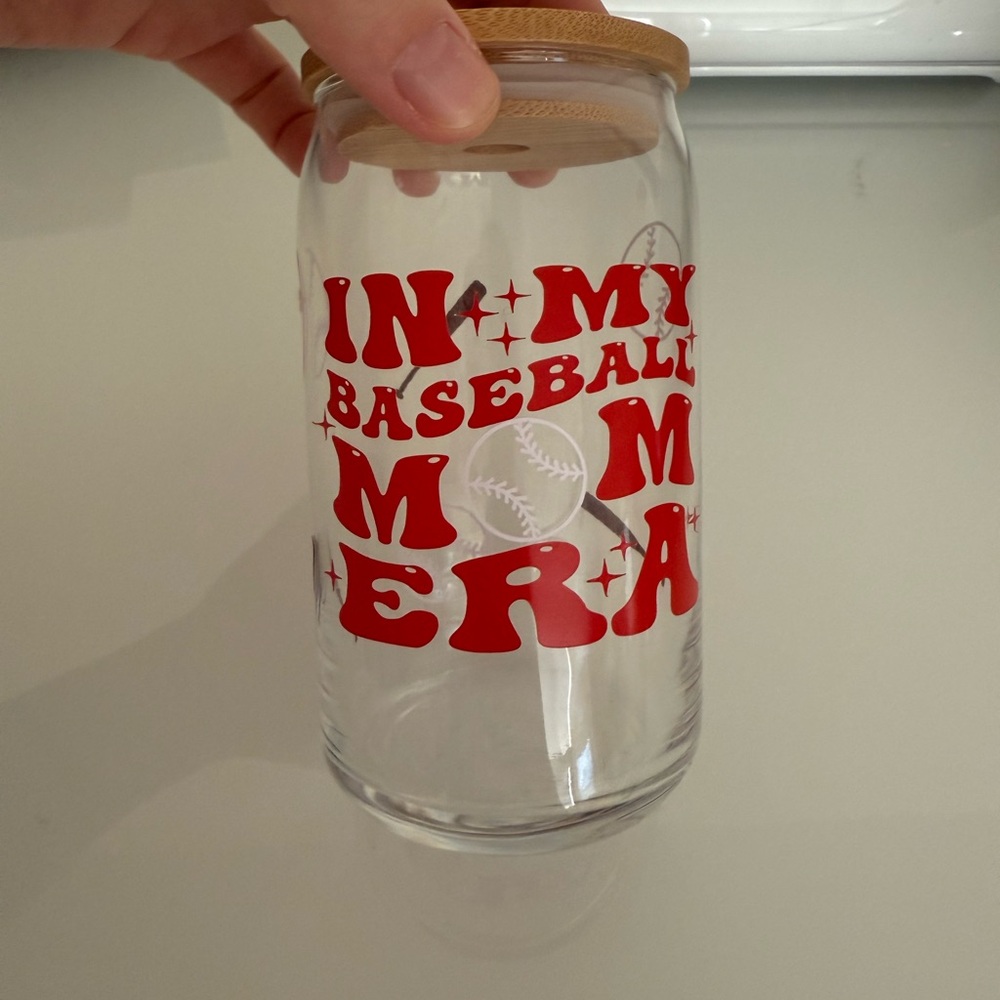Baseball Glass Tumbler with Lid